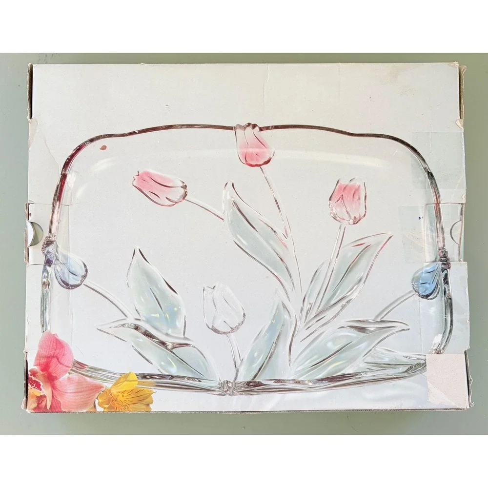 Mikasa Tivoli Rectangular Hostess Serving Platter SA 453/518 Tulip Glass Germany